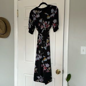 Who What Wear Dress — Black/Multi Floral, Size S